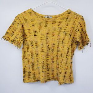 Zara Multicolor Yellow Women's Short Sleeved Blouse Shirt Size Medium